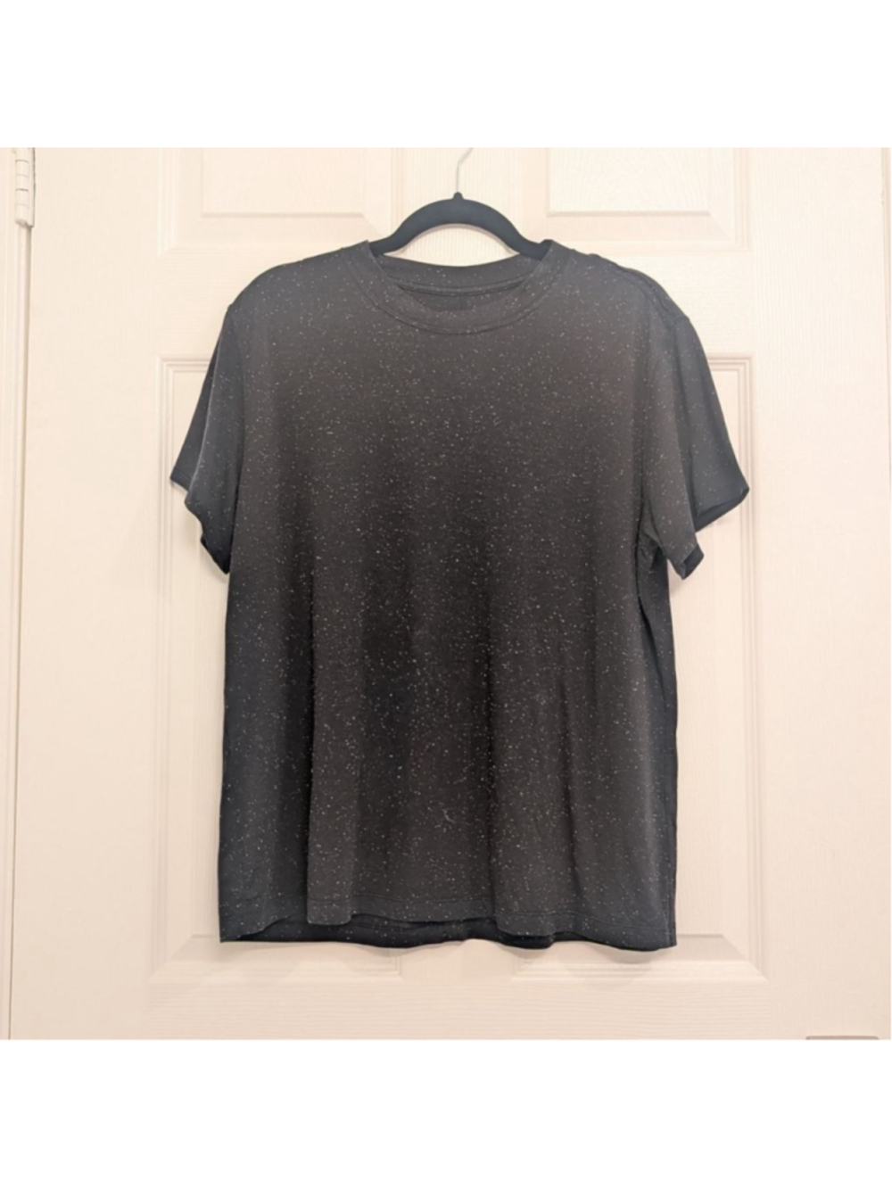 Lululemon Black White Speckled Athletic M All Yours Short Sleeve Tee Shirt - Picture 4 of 7